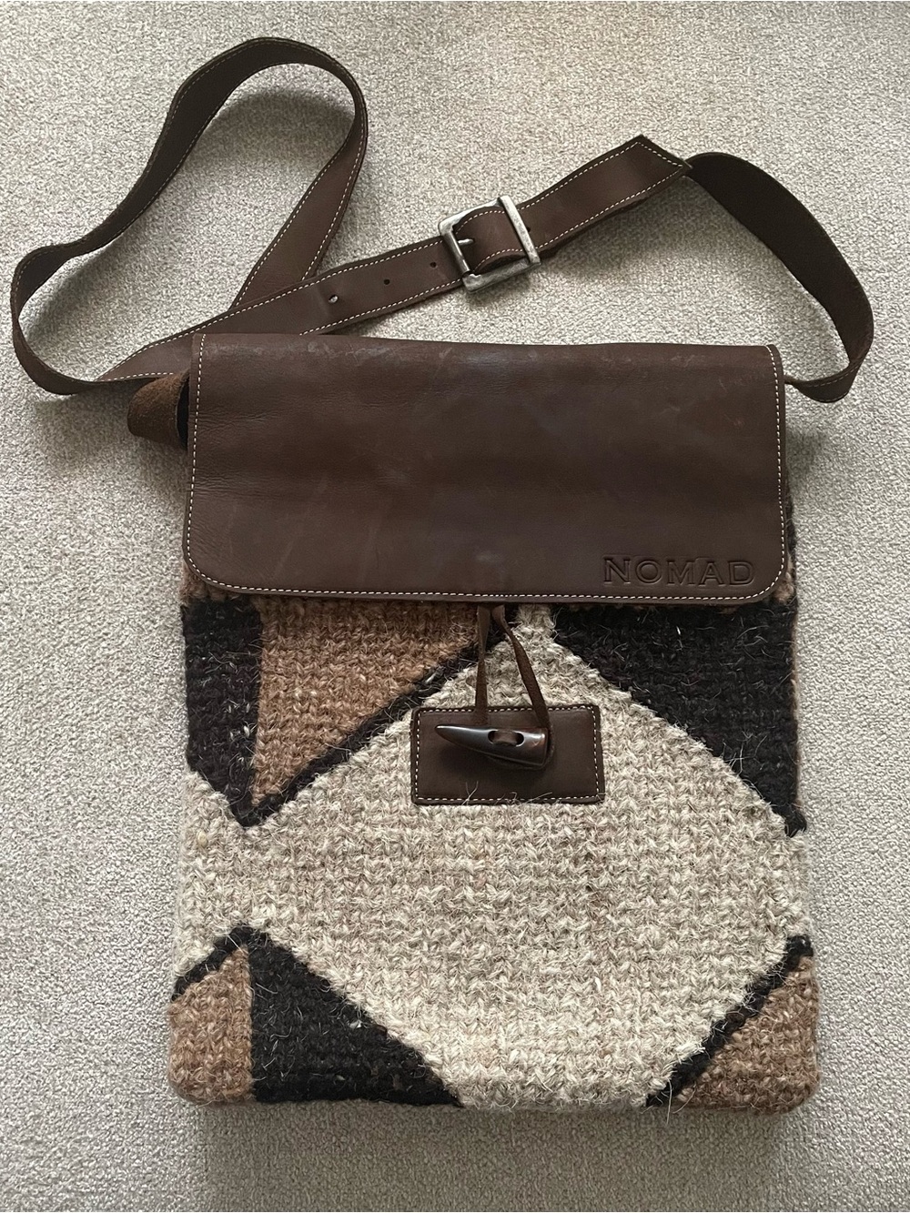 NOMAD by Endu Leather Crafts Brown Leather Patchwork Crossbody Bag